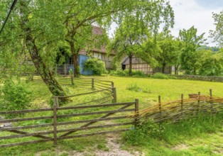 Idyllic scenery around a rural village in Hohenlohe, an area in Southern Germany at spring time