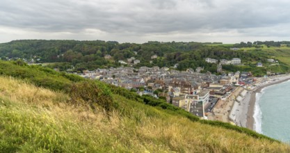 City view of Etretat, a commune in the Seine-Maritime department in the Normandy region of