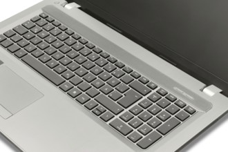High angle view of a open notebook in white back