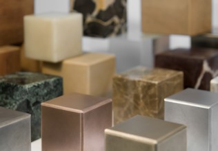 Lots of various cubes made of different materials