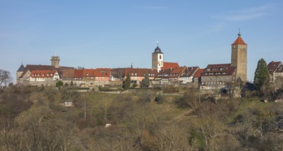 Town in Southern Germany named Waldenburg at evening time
