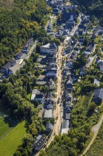 Aerial view, Hundemstraße road works with closure, residential area and above the St.Peter and Paul