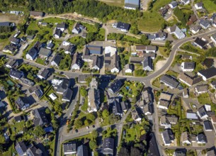 Aerial view, Heinsberg town centre and construction site and renovation work on the steeple of the