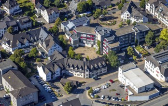 Aerial view, town hall Thomas-Morus-Platz and police station Bürgermeister-Beckmann-Platz,