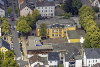 Aerial view, Grimmeschule, Städt. Confessional secondary school, Neheim, Arnsberg, Sauerland, North