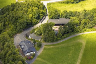 Aerial view, open-air theatre, below playhouse of the open-air theatre, Herdringen, Arnsberg,
