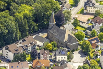 Aerial view, Church of St. Antonius Einsiedler and St. Vitus in the Ostentor residential area,