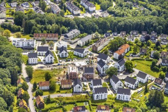 Aerial view, construction site and new construction of apartment buildings, Zum Müggenberg Neheim,