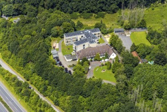 Aerial view, children and youth centre Marienfrieden with extension, Hüsten, Arnsberg, Sauerland,