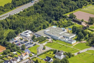 Aerial view, Solepark Große Wiese Freizeitbad Naß, sunbathing lawn and swimming pool, graduation