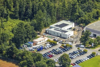 Aerial view, construction site at the Solepark next to the Solepark Große Wiese Freizeitbad Naß,