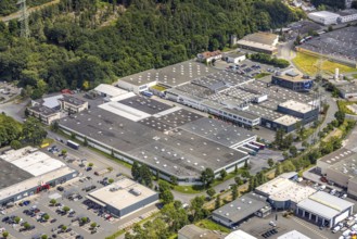 Aerial view, Westring industrial estate, Meta Regalbau and Interprint, Bruchhausen, Arnsberg,