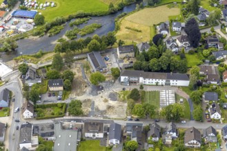 Aerial view, school complex around the former municipal catholic primary schools Dinschede,