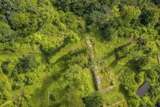 Aerial view, castle ruin resp. Remains of the Rüdenburg (also Alte Grafenburg or Alte Burg) on the