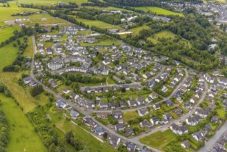 Aerial view, Haus am Sähling - Evangelisches Johanneswerk nursing home, residential area around