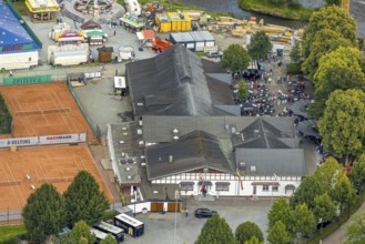 Aerial view, shooting club parade and shooting hall, St. Sebastianus Schützenbruderschaft 1766 e.V.