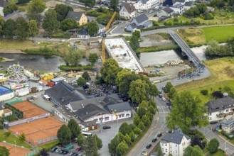 Aerial view, shooting club parade and shooting hall, St. Sebastianus Schützenbruderschaft 1766 e.V.