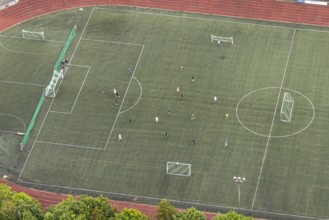 Aerial view, football stadium athletics stadium Auf dem Stöppel, sports field Bad Berleburg, youth