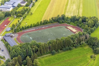 Aerial view, football stadium athletics stadium Auf dem Stöppel, sports field Bad Berleburg, youth
