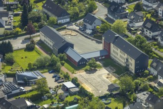 Aerial view, Andreas primary school with schoolyard, Velmede, Bestwig, Sauerland, North