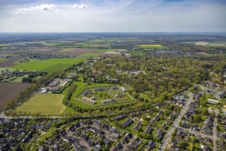 Aerial view, Forensic Psychiatry - LVR Clinic, special psychiatric facilities, circular garden,