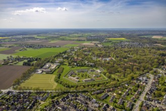 Aerial view, Forensic Psychiatry - LVR Clinic, specialised psychiatric facilities, circular garden,