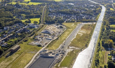 Aerial view, Water City Aden on the Datteln-Hamm Canal, construction area for planned urban quarter
