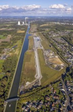 Aerial view, Wasserstadt Aden on the Datteln-Hamm Canal, construction area for planned urban