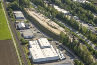 Aerial view, industrial estate Im Öhler, distant view with view to Velmede and Ruhr valley bridge