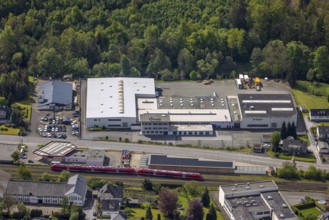 Aerial view, Briloner Straße industrial estate with Ramspott GmbH and Vermeer Deutschland, XXL