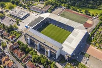 Aerial view, football stadium SchücoArena of DSC Arminia Bielefeld, also Almstadion or Bielefelder