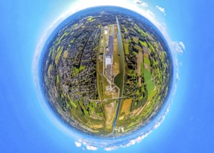 Aerial view, Wasserstadt Aden on the Datteln-Hamm Canal, construction area for planned urban