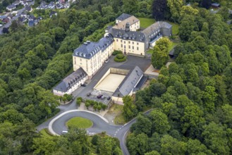 Aerial view, Wittgenstein Castle in the forest, Wittgenstein art, Bad Laasphe, Wittgensteiner Land,