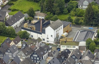 Aerial view, Bosch Brewery on the River Laasphe, Bad Laasphe, Wittgensteiner Land, North