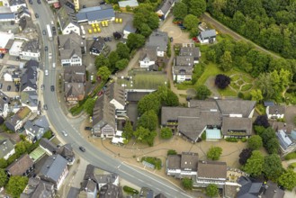 Aerial view, Mushroom Museum at Wilhelmsplatz, Bad Laasphe, Wittgensteiner Land, North