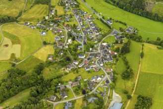 Aerial view, local view and residential area Herbertshausen, Bad Laasphe, Wittgensteiner Land,