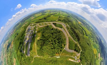 Aerial view, Bilster Berg race track, test track and presentation track, park-like terrain with