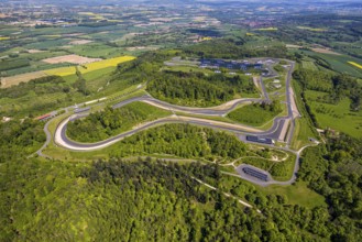 Aerial view, Bilster Berg race track, test track and presentation track, park-like terrain with