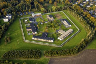 Aerial view, Forensic Psychiatry - LVR Clinic, Houses F1 to F7, Bedburg-Hau, Lower Rhine, North