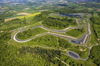 Aerial view, Bilster Berg race track, test track and presentation track, park-like terrain with