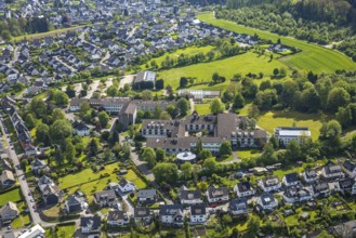 Aerial view, mountain monastery Bestwig, Sisters of St. Mary Magdalene Postel, vocational college,