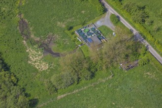 Aerial view, nature reserve Ruhrauen near Bestwig, river Ruhr, Bestwig, Sauerland, North
