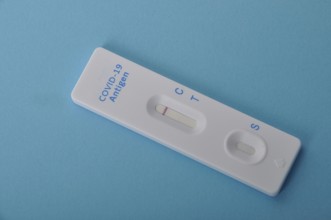 Covid-19 self-test on a blue background