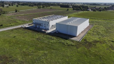 Cremona, Italy - August 22nd 2025 Modern Data Center Facility Under Construction in Rural Italian