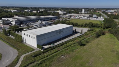 Cremona, Italy August 22nd 2025 Aerial shot revealing modern data center facility, highlighting