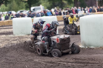 Lawnmower tractor race in Thönse, Lower Saxony, Germany