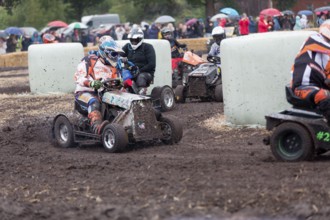 Lawnmower tractor race in Thönse, Lower Saxony, Germany