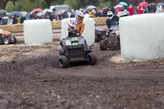 Lawnmower tractor race in Thönse, Lower Saxony, Germany