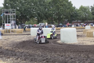 Lawnmower tractor race in Thönse, Lower Saxony, Germany
