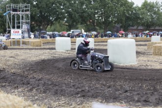 Lawnmower tractor race in Thönse, Lower Saxony, Germany